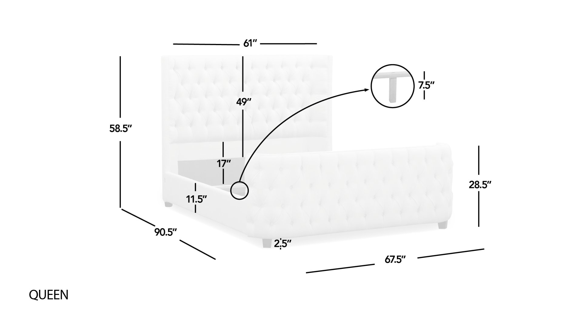 Brooklyn - Queen Tufted Panel Bed Headboard And Footboard Set - Opal Gray - Image 10
