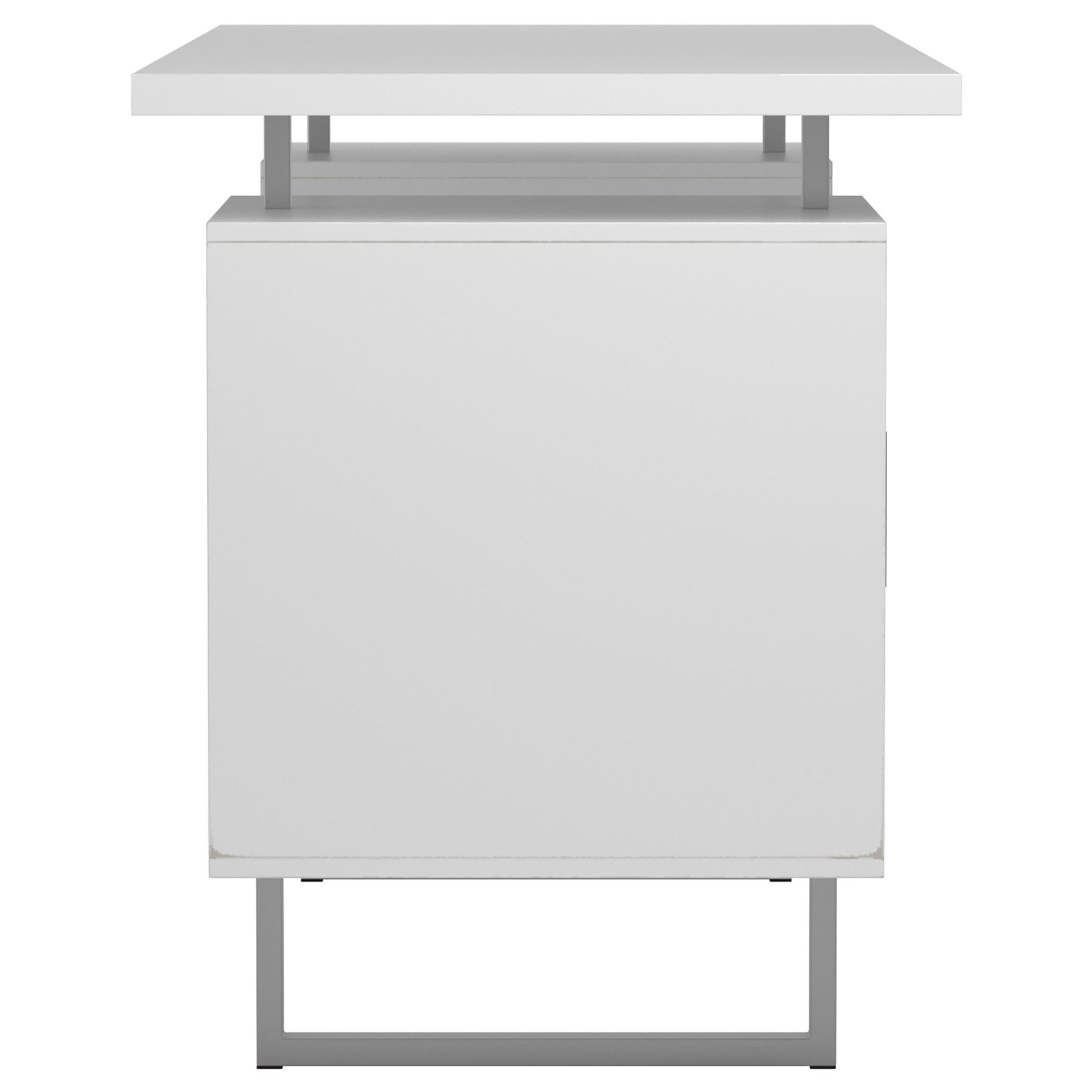 2 Drawer Computer Desk High Gloss Home Office - White - Image 11