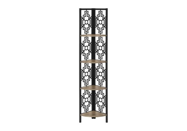 Bookshelf, Bookcase, Etagere, Corner, 4 Tier, For Office, Transitional - Taupe