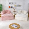 Harbor - Comfortable Luxury Sofa Turtle Fleece Fabric - White - Image 8