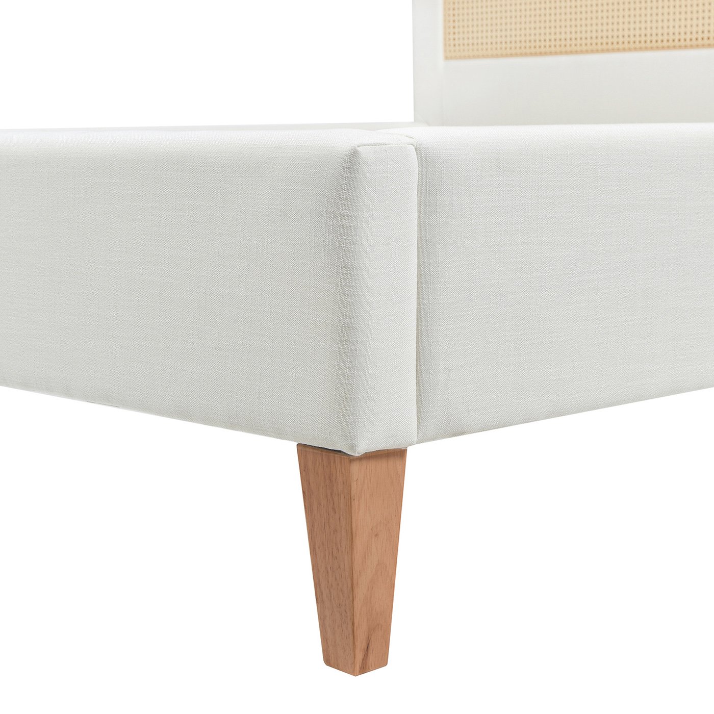 Haley - King Upholstered Cane Back Platform Bed - Antique White - Image 7