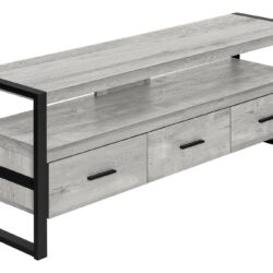TV Stand, Console, Media Entertainment Center, Storage Drawers, Contemporary & Modern - Gray
