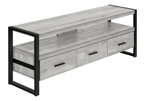 TV Stand, Console, Media Entertainment Center, Storage Drawers, Contemporary & Modern - Gray