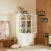 Retro Style Hutch Cabinet With Double Glass Doors, China Cabinet For Home, Office, Or Studio - White - Image 6
