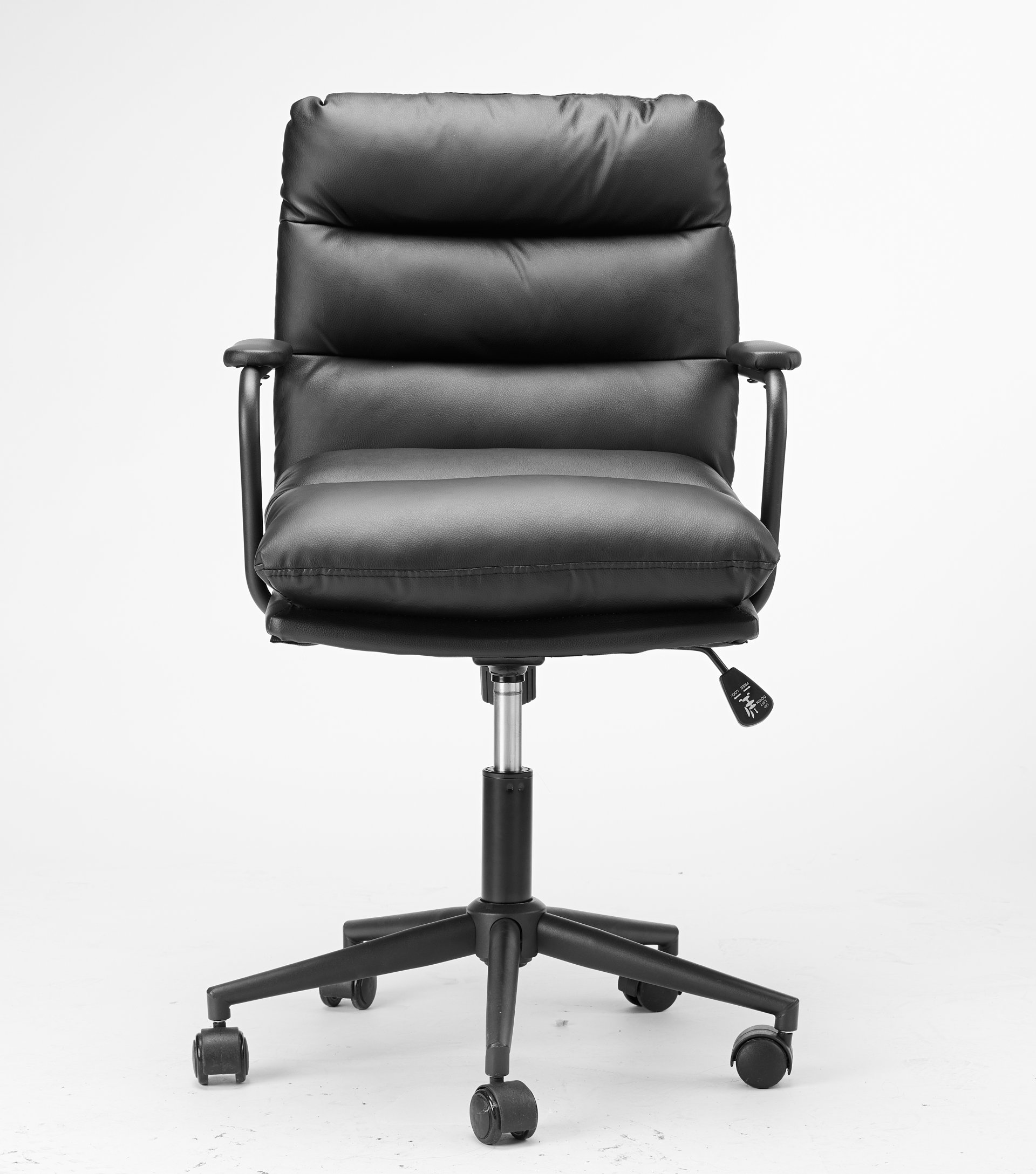 Office Chair Mid Back Desk Chair Modern Excutive Office Chair With Arms And Wheels For Home Office - Black - Image 6