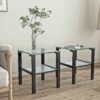 Glass Two Layer Tea Table, Small Round Table, Bedroom Corner Table, Living Room Side Table, Transparent (Set of 2) - Black - Image 4