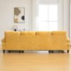 Modern U Shaped Sectional Sofa With Dual Chaise Lounges, Storage Pockets And Armrest Pillows - Yellow - Image 9