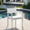 Outdoor Patio Stationary Dining Chairs With Outdoo Grade Sunbrella Fabric Cushions, Tapered Feet (Set of 4) - Grayish - Image 8