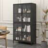 Premium Metal Storage Cabinet With Tempered Glass Doors, Adjustable Shelves, And Anti Tipping Device - Black - Image 4