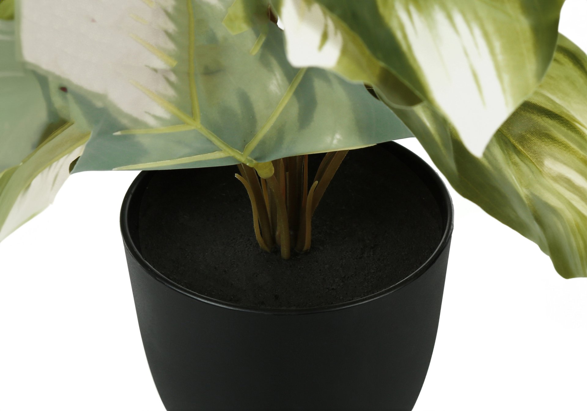 13" Tall, Artificial Plant, Monstera Calthea, Indoor, Faux, Fake, Table, Greenery, Potted, Decorative (Set of 2) - Green / Black - Image 4