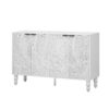 Modern TV Stand, Entertainment Center Media Console With 2 Spacious Storage Space, Solid Wood Legs And Anti-Tip Device For Living Room, Up To 43" - White - Image 10