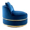 360 Degree Swivel Accent Chair With Seat Cushion, Over Sized Upholstered Barrel Chair - Blue - Image 11
