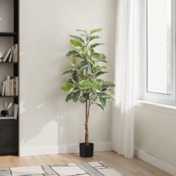 52" Tall, Artificial Plant, Rubber Tree, Indoor, Fake, Floor, Greenery, Potted, Real Touch, Decorative - Green / Black