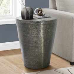 Drum Accent Side Table, Contemporary, Elegant Design - Silver