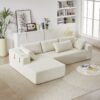 Modern Chenille Upholstered Sectional Sofa Couch Set, Modular L Shaped Sectional Living Room Sofa Set With 6 Pillows, Free Combination - Beige - Image 12