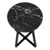 Accent Table, Side, Round Marble Look Contemporary & Modern - Black - Image 4