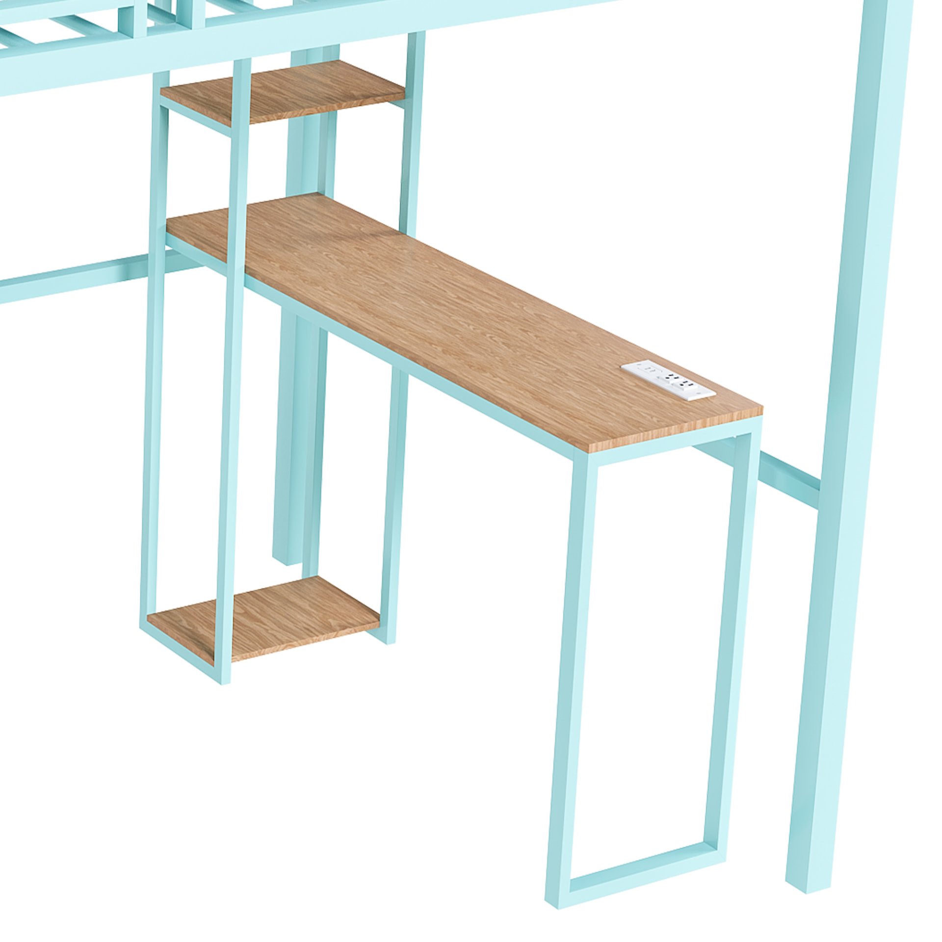 Heavy Metal Frame Full Loft Bed With Desk & Storage, 4 Cabinets, Staircase, Rack Space Saver - Green - Image 4