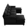 Modern U-Shaped Sectional Sofa With Waist Pillows, 6 Seat Upholstered Symmetrical Sofa Furniture, Sleeper Sofa Couch With Chaise Lounge - Black - Image 3