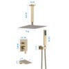 Elegant Shower System High Pressure Rainfall Shower Head With Handheld Spray Stainless Steel - Brushed Gold - Image 3
