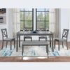 6 Pieces Kitchen Dining Set, Rectangular Wooden Dining Table With 4 Upholstered Chairs And A Bench, Dining Table Set For 6 People - Gray - Image 4