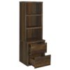 Multifunctional Bookcase With 3 Open Shelves And Locking Drawers, USB Charging - Brown / Pine Wood - Image 4