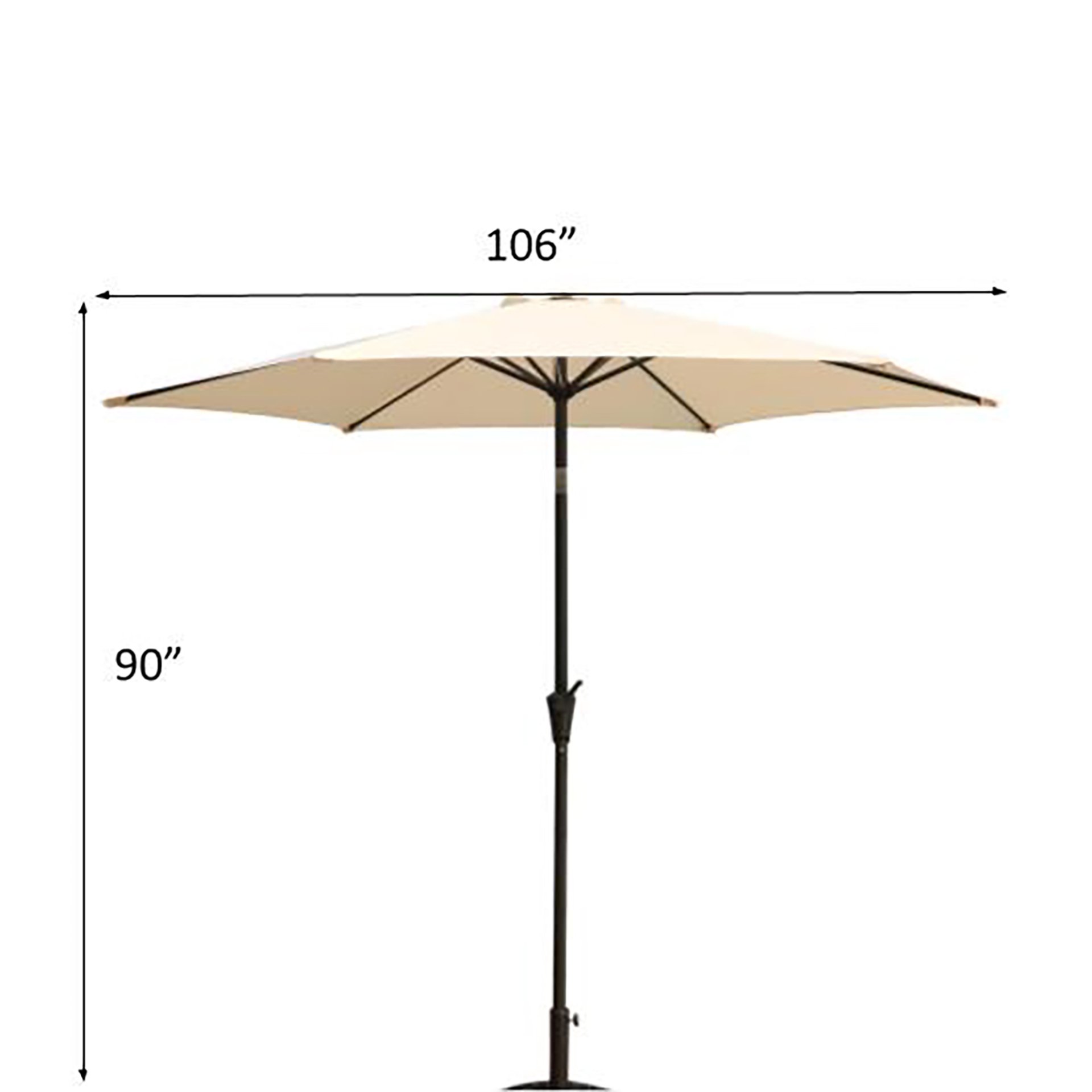 8.8' Outdoor Aluminum Patio Umbrella, Patio Umbrella, Market Umbrella With 33 Pounds Round Resin Umbrella Base, Push Button Tilt And Crank Lift - Creme - Image 3