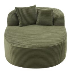 Chaise Lounge Sofa Boneless Couch With 2 Supportive Pillows, Sofa Bed - Green