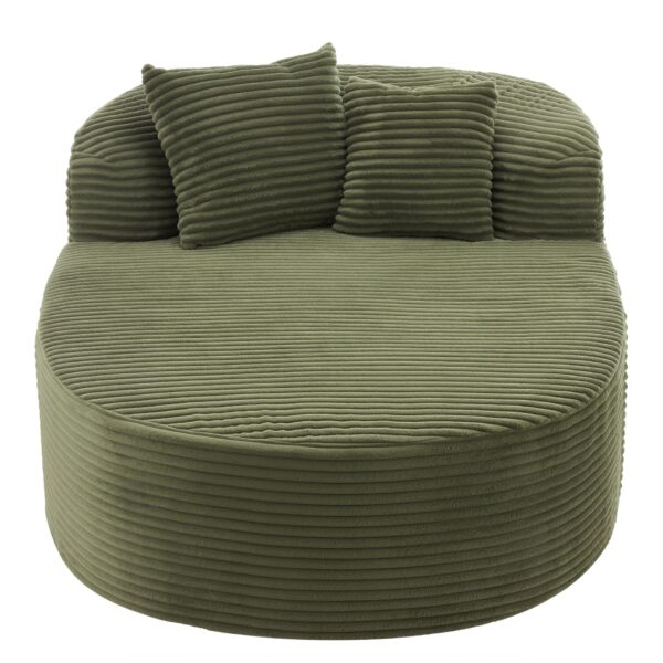Chaise Lounge Sofa Boneless Couch With 2 Supportive Pillows, Sofa Bed - Green