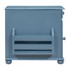 Vintage End Table Flip Top Side Table With USB Ports, 1 Multifunctional Drawer With Cup Holders, Sofa Couch Table With Bookshelf For Living Room And Small Space - Navy Blue - Image 11