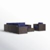 5 Person Outdoor Sectional Sofa Set With Frame And Glass Table - Espresso - Image 4