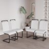 Modern Dining Chairs With High Back Upholstered Design Metal Legs, (Set of 4) - White - Image 6