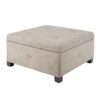 Aspen - Soft Close Storage Ottoman Sand Square Design - Sand - Image 4