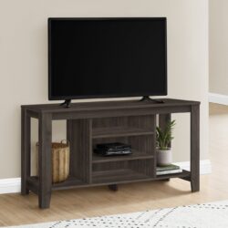 TV Stand, Console, Media Entertainment Center, Storage Shelves, Contemporary & Modern - Brown
