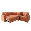 L Shaped Convertible Sofa Bed With Pull Out Bed, Cup Holders, And Storage - Orange - Image 20