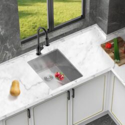 19" Undermount Kitchen Sink 16Gauge 9" Deep Single Bowl Basin - Brushed Nickel