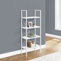 Bookshelf, Bookcase, 4 Tier, Office, Bedroom, Contemporary, Modern - White