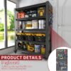 Heavy Duty Metal Shelving Unit With Pegboard And Wheels For Versatile Storage - Black - Image 10