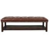 Bedroom End Of Bed Bench Tufted Upholstered End Of Bed Bench End Of Bed Entrance Shoe Bench, 60" With Nailhead Trim And Shelf Bedroom Upholstered Leather Bench Living Room Shoe Rack Footstool - Dark Brown - Image 7