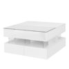 Lift Top Coffee Table With 2 Drawers, Hidden Space And LED Lights For Living Room - White - Image 15