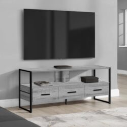 TV Stand, Console, Media Entertainment Center, Storage Drawers, Contemporary, Elegant Design - Gray