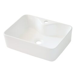 Modern Rectangular Vessel Sink Stain Resistant Porcelain Bathroom Vanity Basin European Glossy Above Counter Design - White