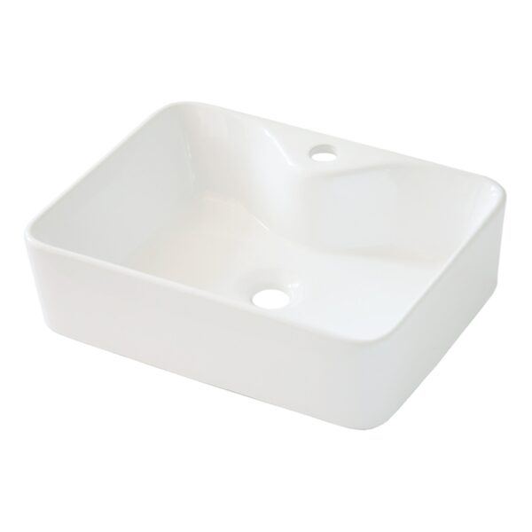 Modern Rectangular Vessel Sink Stain Resistant Porcelain Bathroom Vanity Basin European Glossy Above Counter Design - White