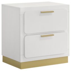 2 Drawer Bedroom Nightstand With And Wooden Furniture - Gold / White