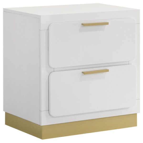 2 Drawer Bedroom Nightstand With And Wooden Furniture - Gold / White