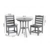 3 Piece Outdoor Dining Set, Round Patio Table With 2 Armless Chairs - Gray - Image 3