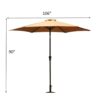 8.8' Outdoor Aluminum Patio Umbrella, Patio Umbrella, Market Umbrella With 33 Pounds Round Resin Umbrella Base, Push Button Tilt And Crank Lift - Taupe - Image 3