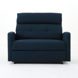 Alma - Contemporary Upholstered Loveseat Recliner - Navy Blue