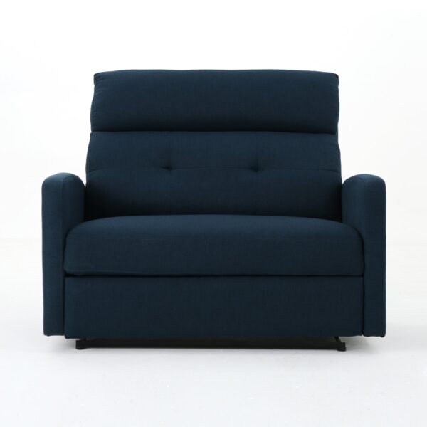 Alma - Contemporary Upholstered Loveseat Recliner - Navy Blue