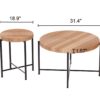 Coffee And End Table Set Waterproof Cover, Distressed Cylindrical Design, Legs Classic Rustic Charm (Set of 2) - Natural Wood / Brown - Image 8