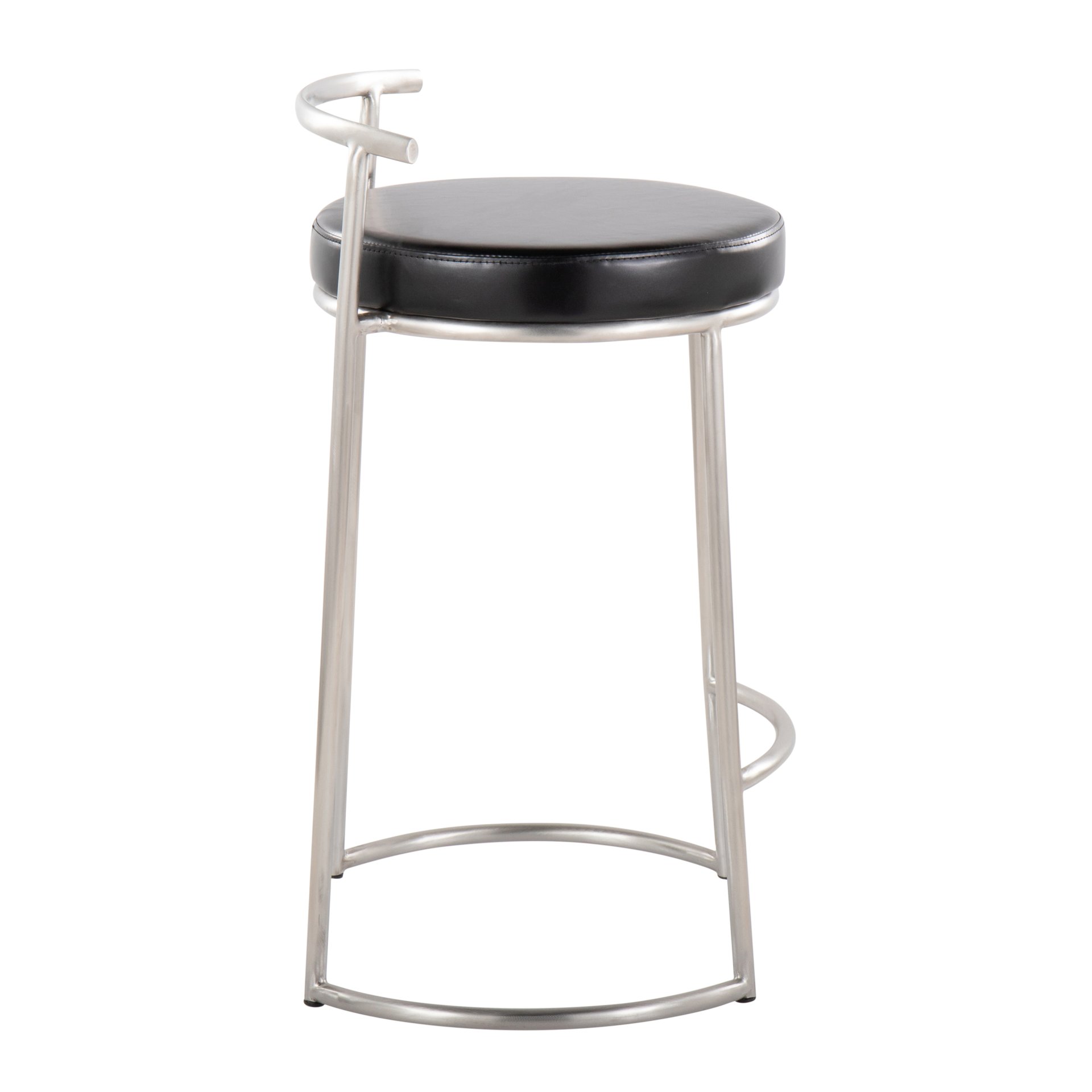 Fuji - Round Contemporary Fixed Height Counter Stool (Set of 2) - Black - Image 3